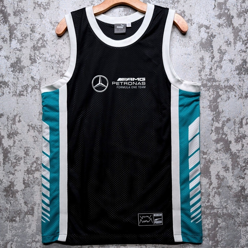 Puma Mercedes AMG Petronas F1 Basketball Jersey Mens Medium Black Teal 535091-01